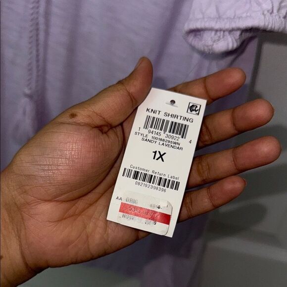 Style and co. Women's Lavender Embroidered Top 1x NWT - Picture 8 of 9